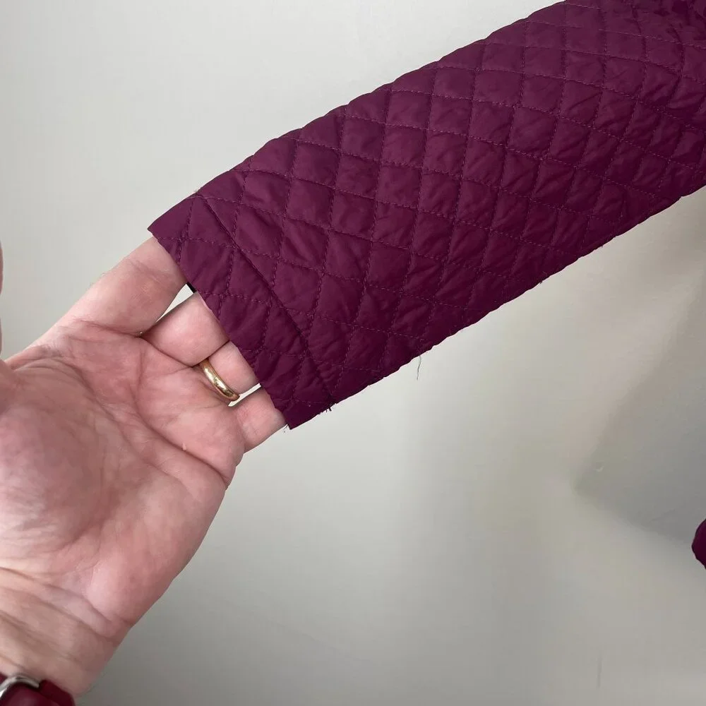 Gymboree Old Money Equestrian Quilted Jacket Girl Medium Burgundy Pockets Preppy